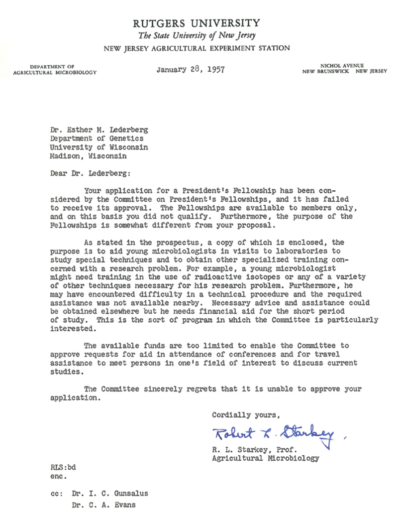 d0166 RLStarkey to EML (SAB fellowship) 2-7-57 58